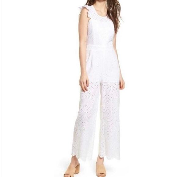 Leith open back ruffle eyelit jumpsuit - Picture 1 of 12